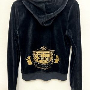 Black Juicy Couture Velour Zip Up Hoodie - Medium/Large